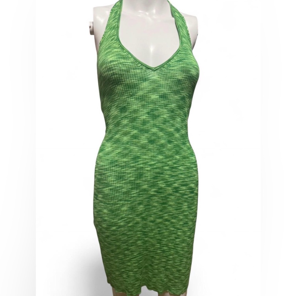 Garage Green Marled Knit Halter Tie Dress